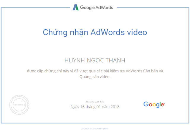 Chứng chỉ Google Adwords