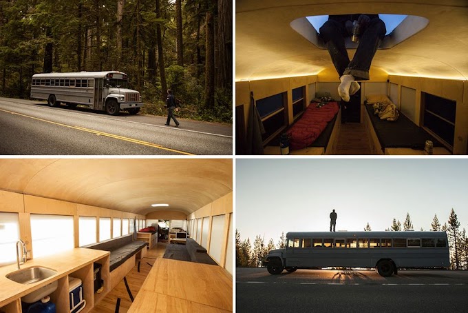 Estudiante de arquitectura Hank Butitta transformó autobús escolar en una casa móvil