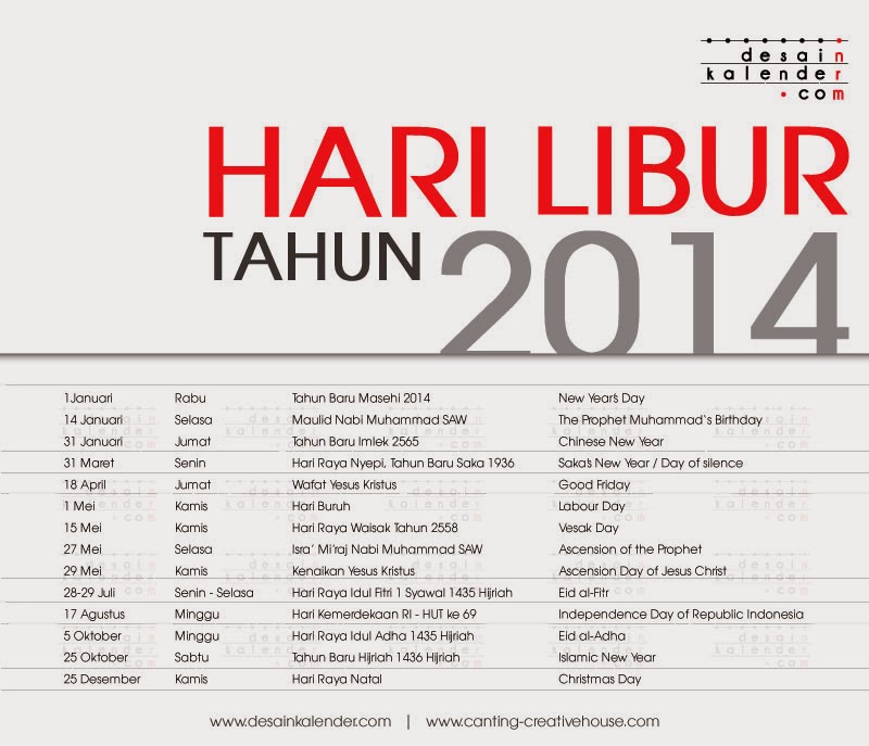 Tanggal Merah Tahun 2014  Mancing Info