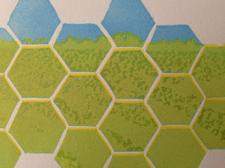 Hexagon shapes are carved into the block before the image is printed.