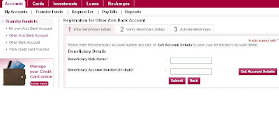 Register a Beneficiary for Axis to Other Axis Bank