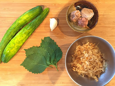 レシピ：胡瓜と梅と大葉の冷製素麺