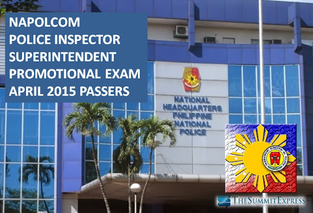 NAPOLCOM Exam Results April 2015: Police Inspector, Superintendent Passers