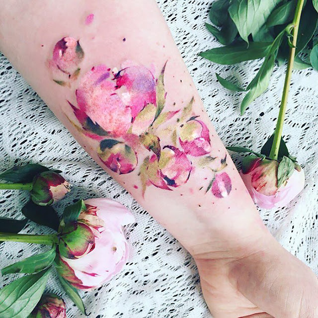 floral nature tattoos by Pis Saro