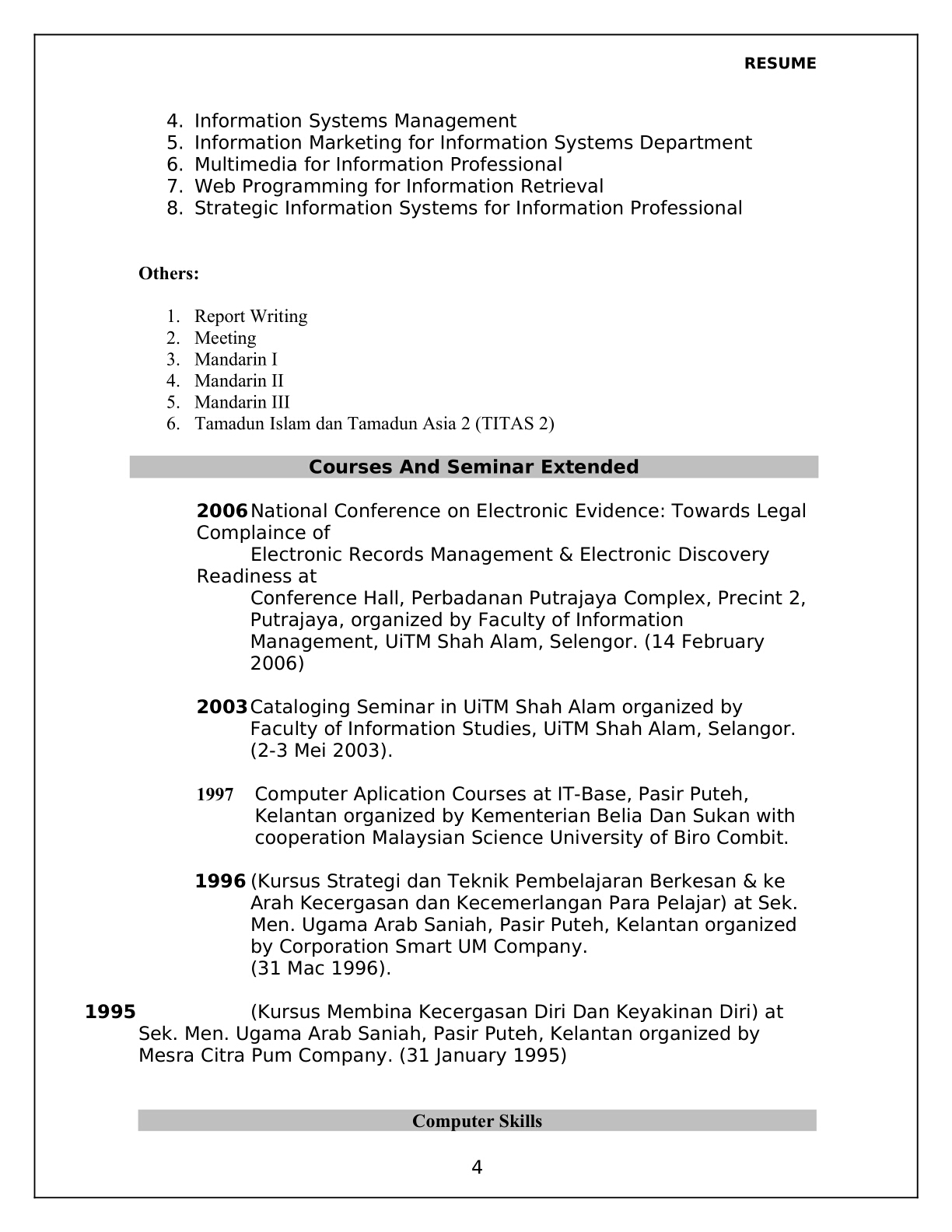 Contoh Resume Lengkap  JAWATAN KOSONG KERAJAAN DAN SWASTA 