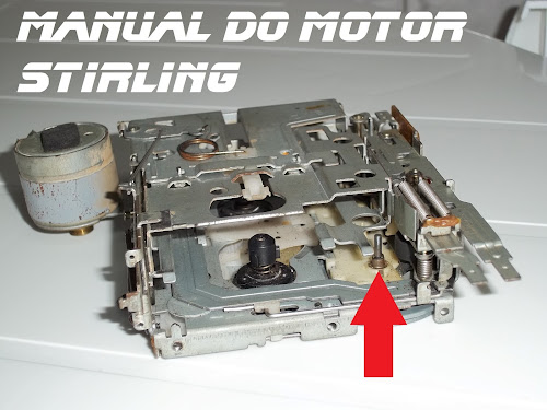 Manual do motor Stirling, máquina de toca fitas auto reverce, indicando a posição da bucha