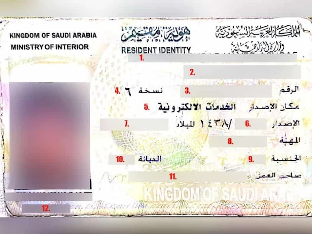 Know the 12 important details available on your Iqama card- Saudi-Expatriates.com