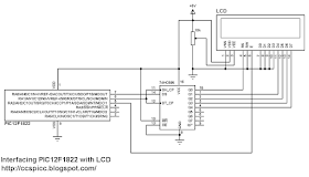 Interfacing PIC12F1822 with LCD 74HC595 shift register circuit