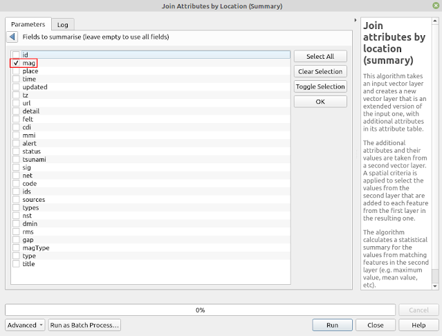 Selecting fields to summarize