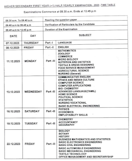 DGE - HALF YEARLY EXAM 2023 - TIME TABLE (11th_+1) DOWNLOAD