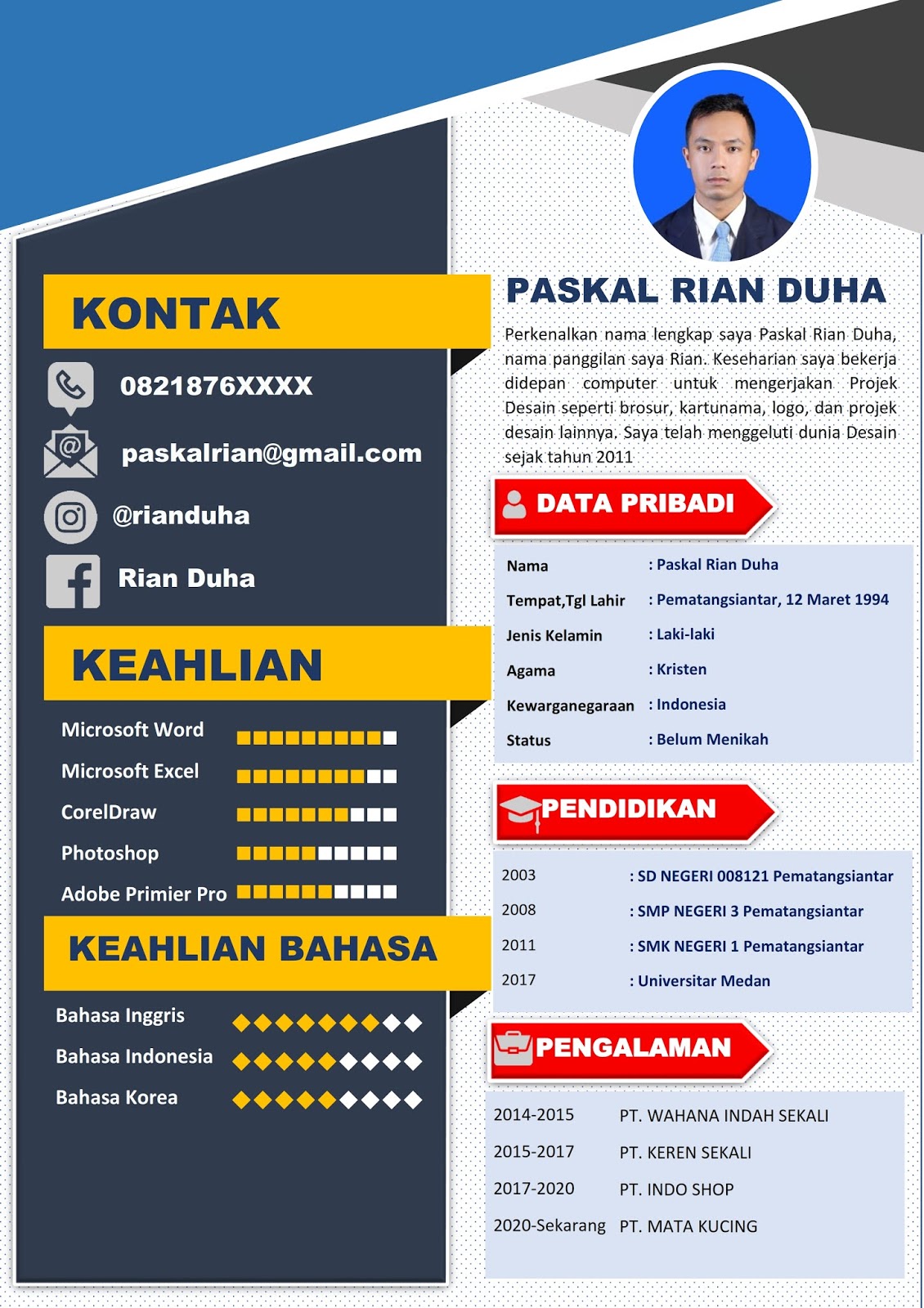  Contoh  Desain CV  Lamaran Kerja  Kreatif Goliketrik