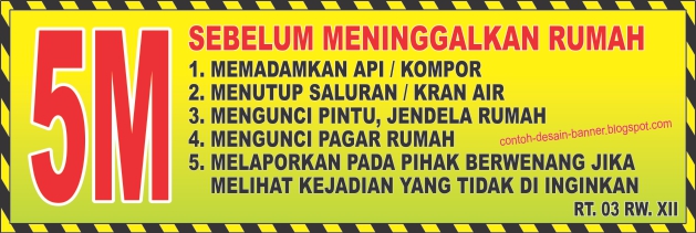 Spanduk Himbauan 5 M Sebelum Meninggalkan Rumah