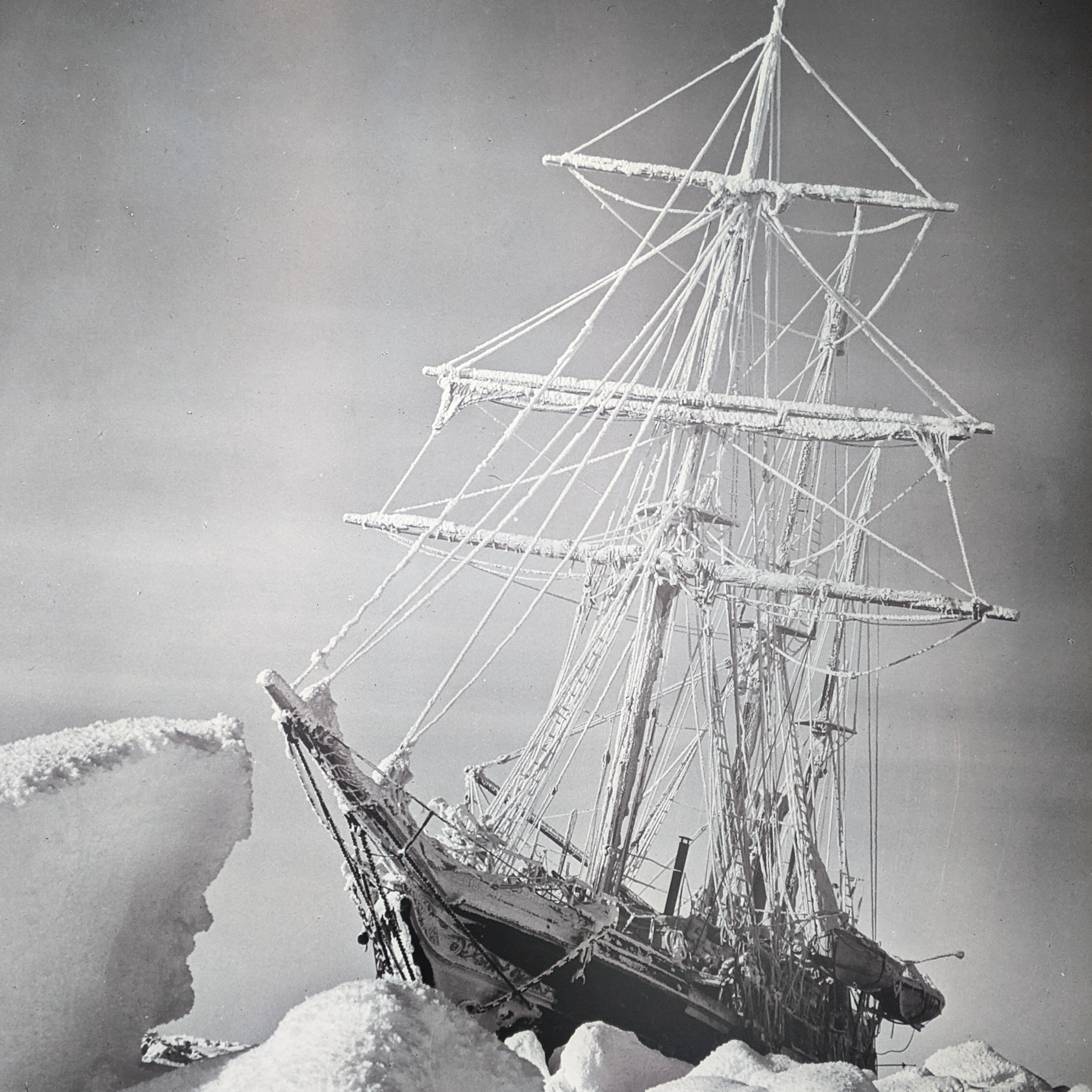 Shackleton's ship endurance stuck in ice in the antarctic