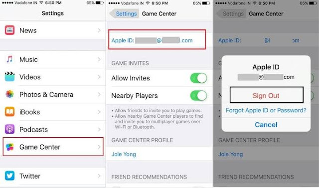 Sign out from apple id