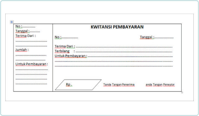 Cara Membuat Kwitansi Di MS Word