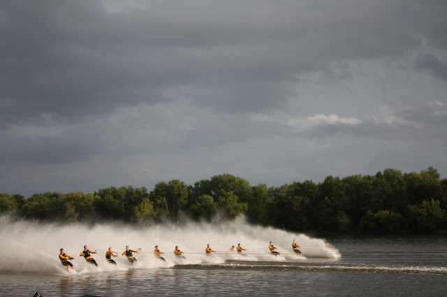 Barefoot water skiing with Backwater Gamblers