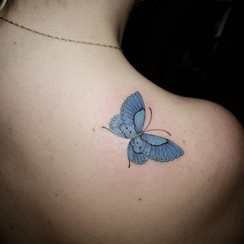 Linda Tatuagem De Borboleta Azul