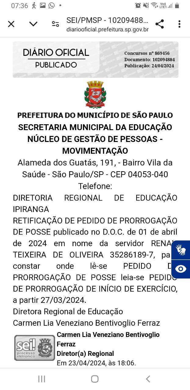 Concurso professor de SP: pedido de prorrogação de INÍCIO DE EXERCÍCIO e decisão judicial