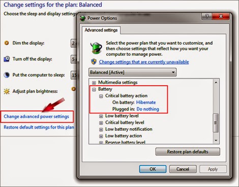 windows seven power saving settings