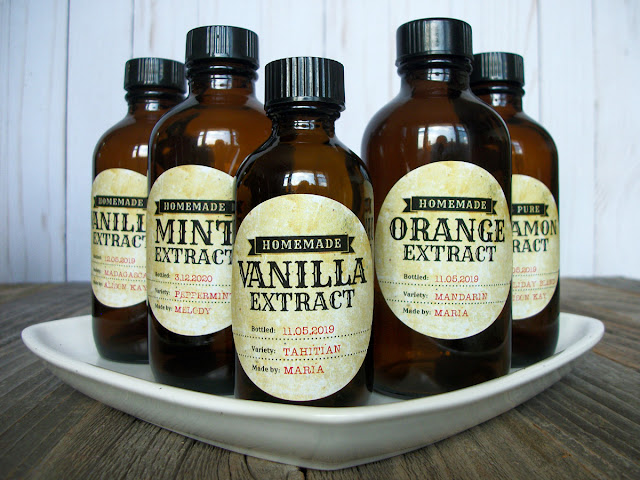 Custom Antique Extract amber jar labels