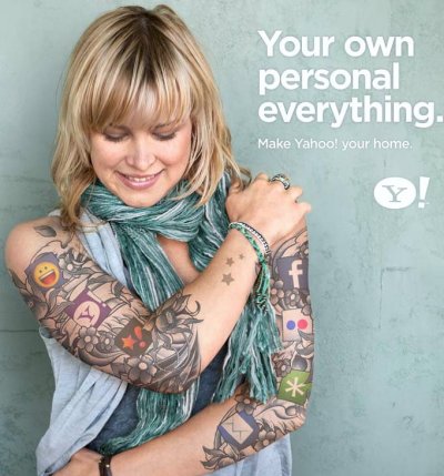 In the same year Yahoo ran an ad featuring a young woman with her two arms 