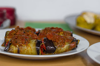 roasted aubergine rolls, Secret Squirrel Supper Club, Cardiff, www.imogenmolly.co.uk