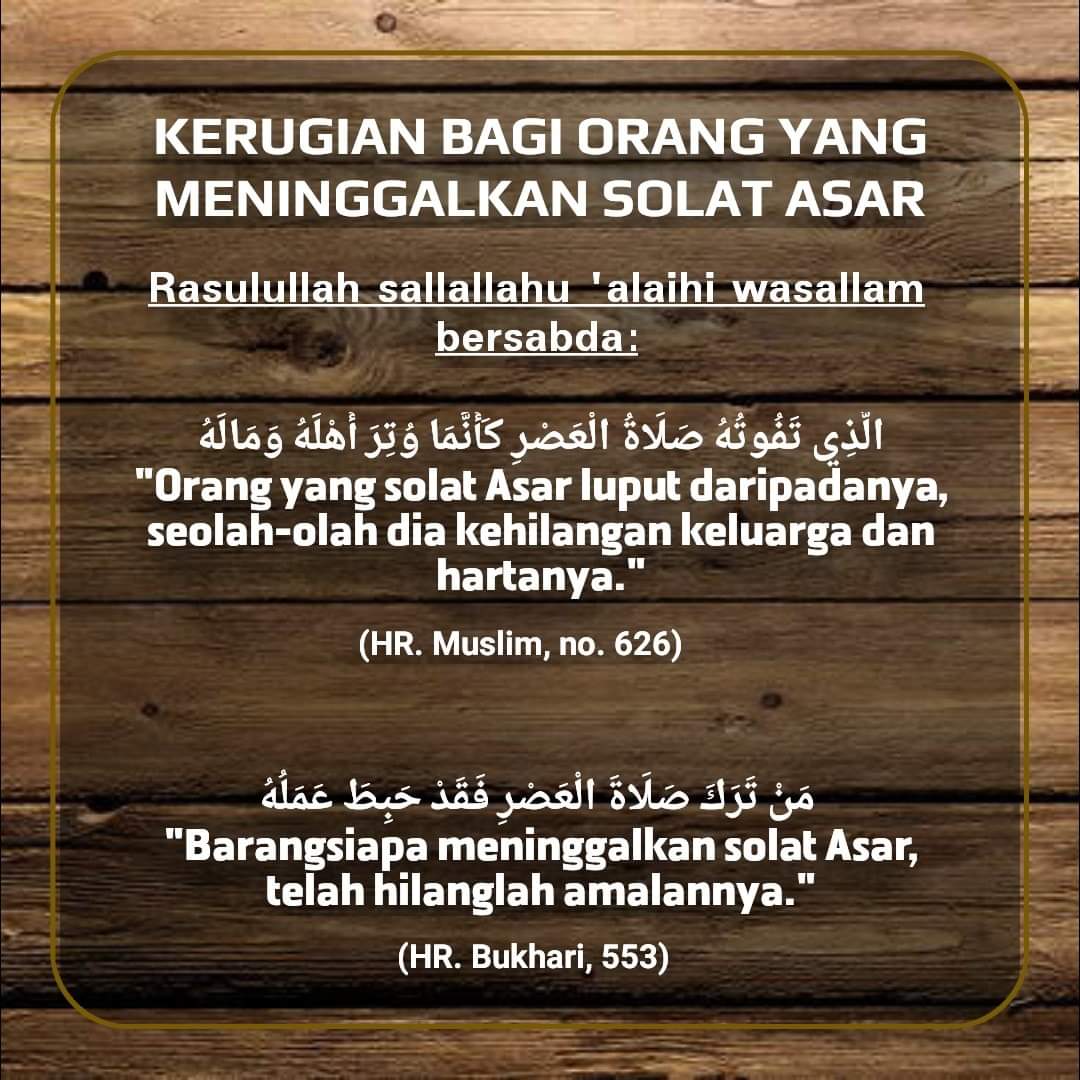 Ahmad Sanusi Husain Com Kerugian Besar Bagi Orang Meninggalkan Solat Asar