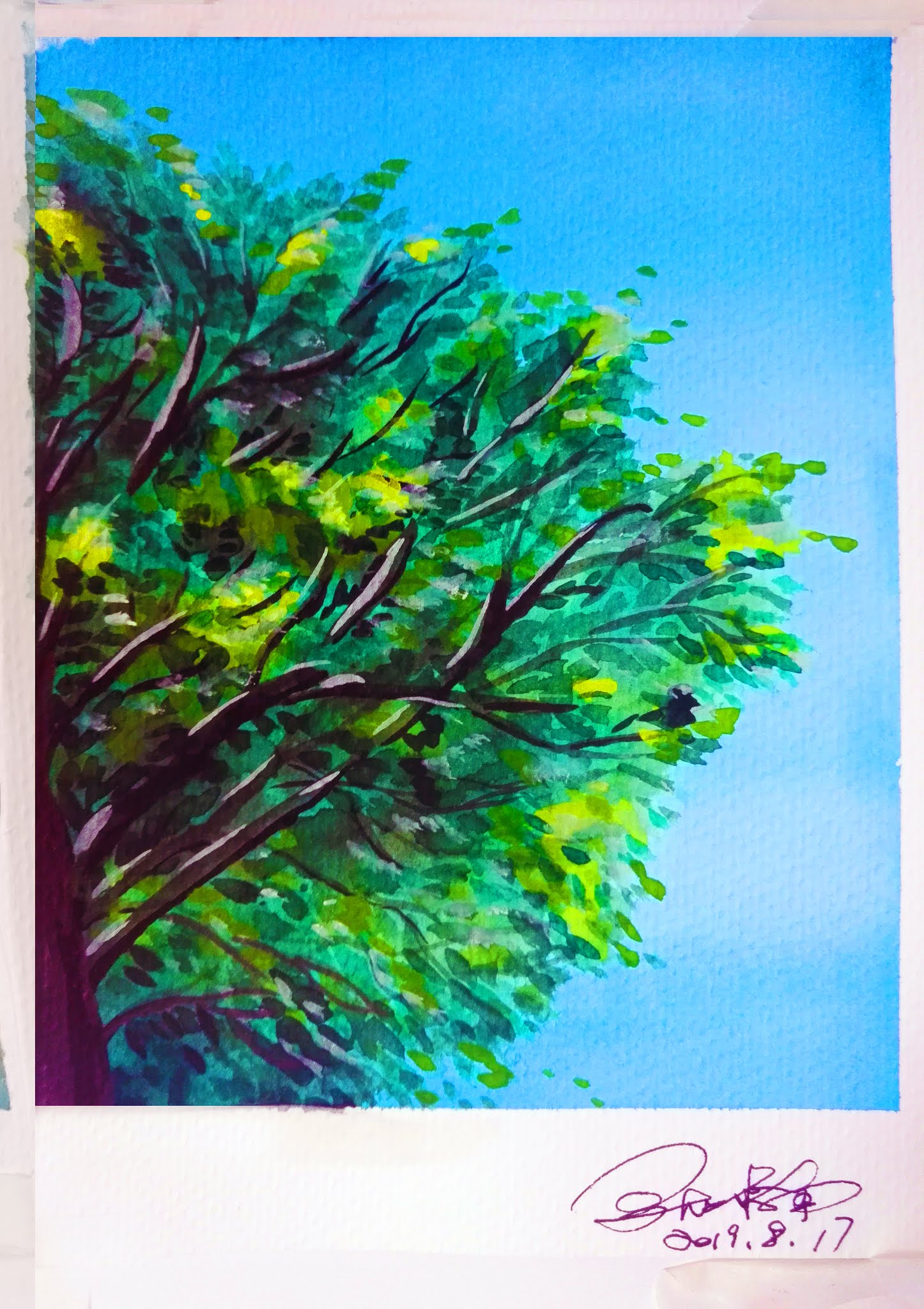 watercolor tree landscape