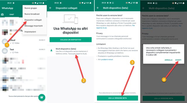 abilitare la versione ebeta di whatsapp