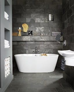 Desain kamar mandi dengan batu alam