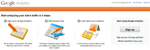 Google Analytics Sign up