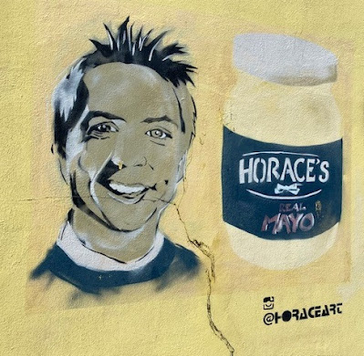 Simon Mayo street art by Horace in Worthing