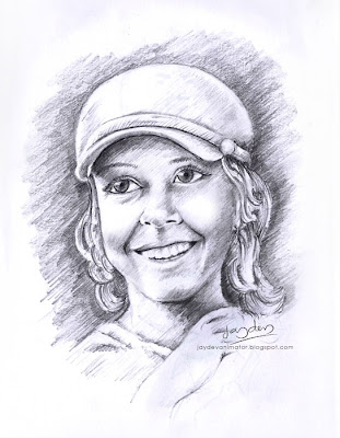 pencil drawing lady portrait, jaydevanimator