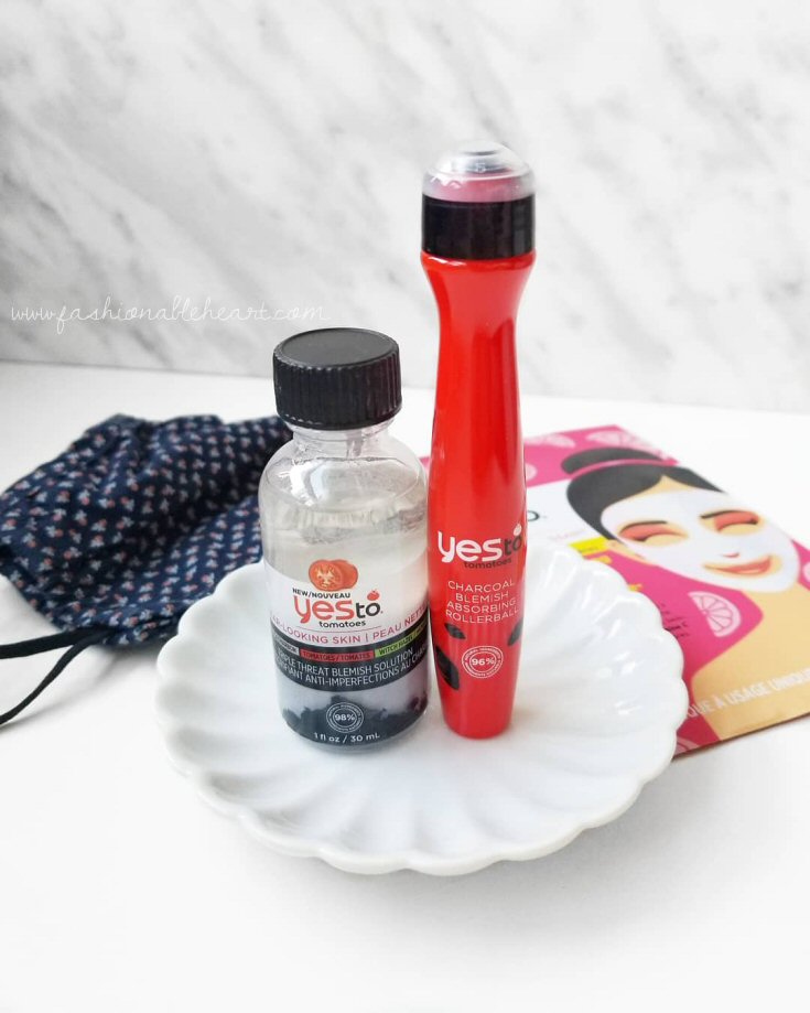bblogger, bbloggers, bbloggersca, bbloggerca, canadian beauty bloggers, beauty blog, skincare blogger, yes to, yes to tomatoes, charcoal, skincare, grapefruit, face mask, blemish, maskne, rollerball, overnight solution, drugstore skincare