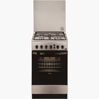 Aragaz Zanussi ZCG212J1XA, Gaz, 4 Arzatoare, Aprindere electrica plita, Grill, Rotisor, 50 cm, Inox