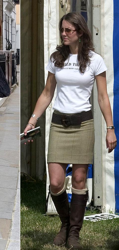 In this photo Kate Middleton wears a white body hugging shirt 