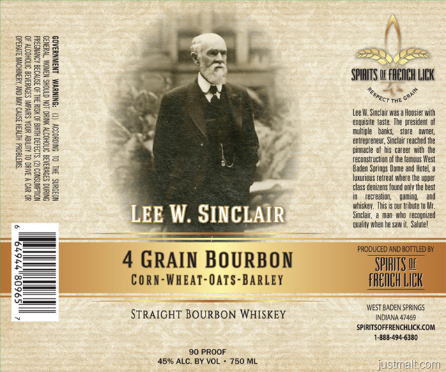 Spirits Of French Lick Lee W. Sinclair 4 Grain Bourbon