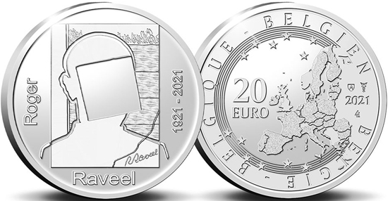Belgium 20 euro 2021 - 100th Birth Anniversary of Roger Raveel