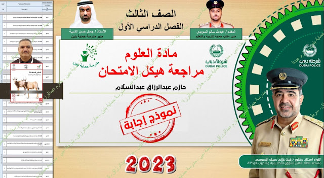 مراجعة هيكل امتحان العلوم للصف الثالث الفصل الاول 2023-2024