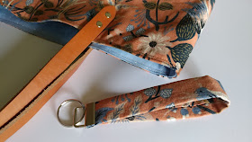Matching tote bag and key chain wristlet from Les Fleurs fabric canvas by Rifle Paper Co. and Cotton + Steel
