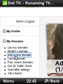 Cara Park domain dot.tk