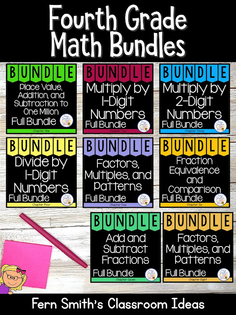 You can click on the link below to arrive at my TpT store already sorted for the grade level items you want for your class. Fourth Grade Go Math Bundles for Your Fourth Grade and Fifth Grade Students. #FernSmithsClassroomIdeas