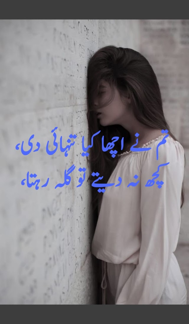 تم نے اچھا کیا تنہائی دی،   کچھ نہ دیتے تو گلہ رہتا،