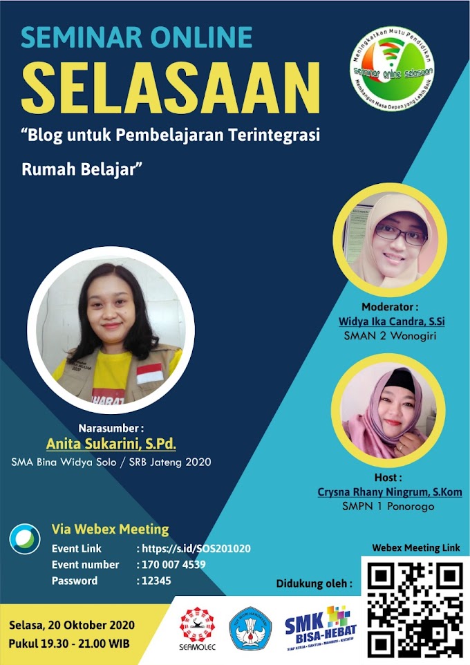 (SRB Berbagi) Seminar Online Selasaan "Desain blog terintegrasi rumah belajar"