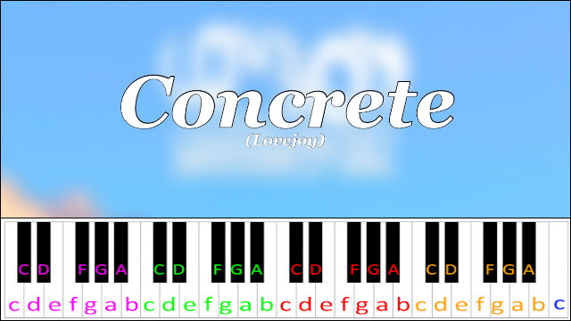 Concrete by Lovejoy Piano / Keyboard Easy Letter Notes for Beginners