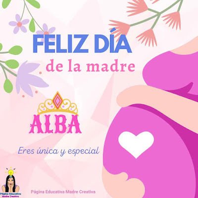 Pin Feliz Día de la Madre apellido Alba para imprimir