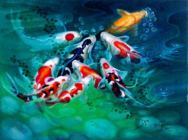 Gambar Lukisan Ikan  Koi  yang Cantik dan Indah infoikan com