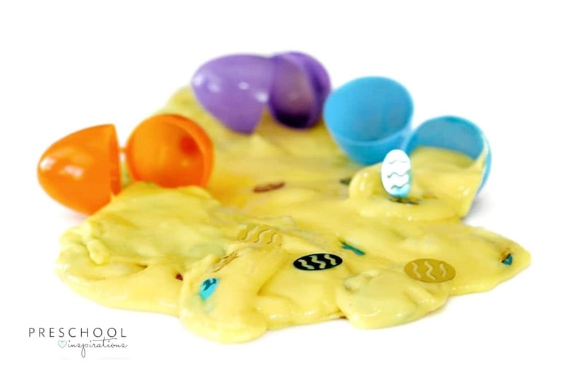 easter slime with sequins