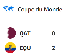 Résultat du match Qatar-Equateur sur ClicnScores