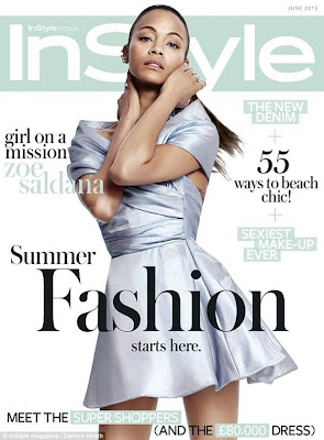 Zoe Saldana for the cover shoot of the fashion magazine InStyle UK June 2013 photographed by Damon Heath